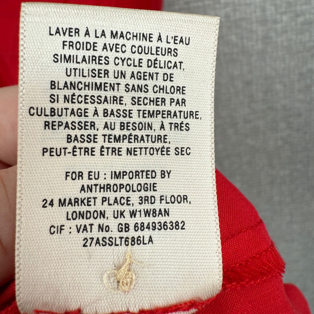 Maeve Red Blouse 3/4 Roll Tab Sleeve Pockets V-Neck Casual Top Sz‎ M Y2K Relaxed - Picture 8 of 10